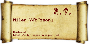 Miler Vázsony névjegykártya